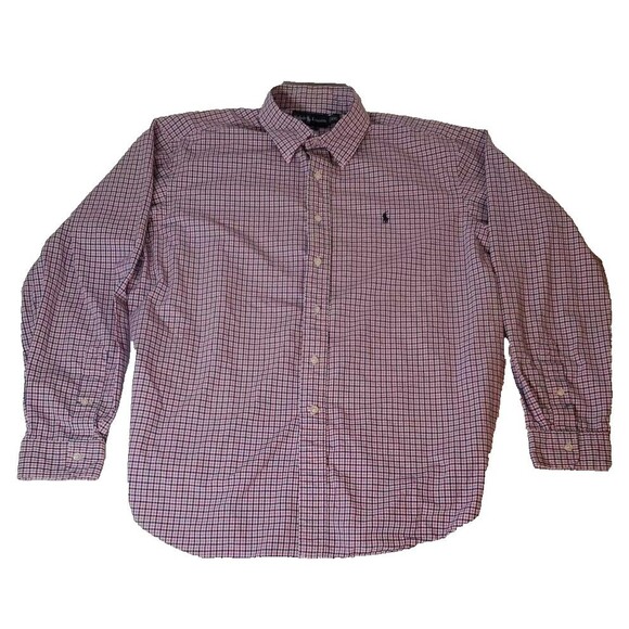 Ralph Lauren Classic Fit Button Down‎ Shirt Plaid Pink Blue Mens XL - Picture 1 of 10